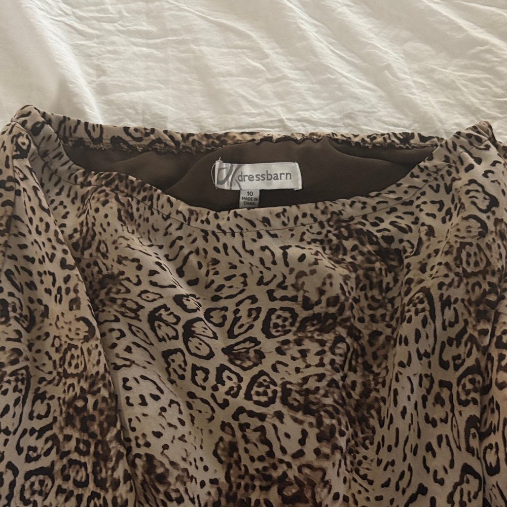 Vintage 90s Leopard Print Ruffle Hem Skirt - Picture 2 of 2